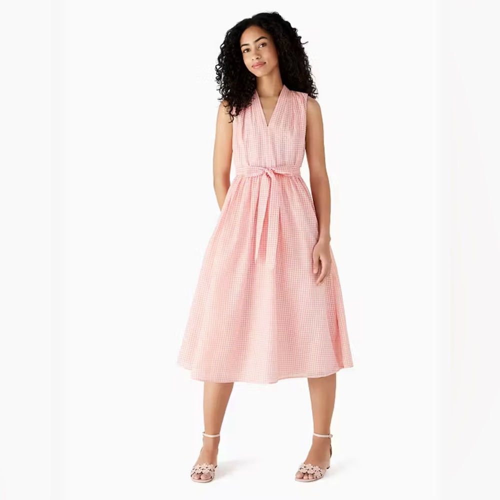 Kate Spade Pink Gingham Midi Dress